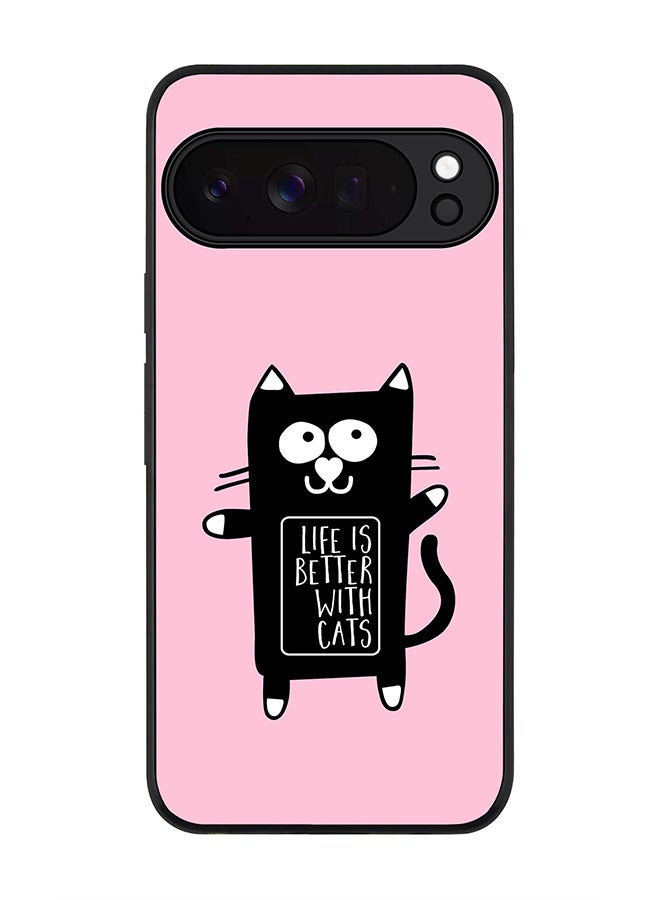 Stylizedd For Google Pixel 10 Pro XL Case,Slim fit Camera Protection, Shockproof Thin Phone cover  - Life is better with cats - Image 1